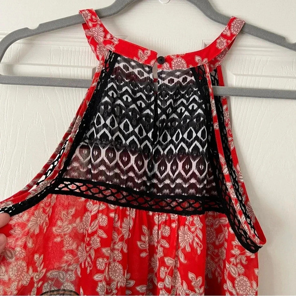 MEADOW RUE‎ Women Top Small Red Black Eyelet Sheer Boho Casual Summer Outdoor - Picture 7 of 17